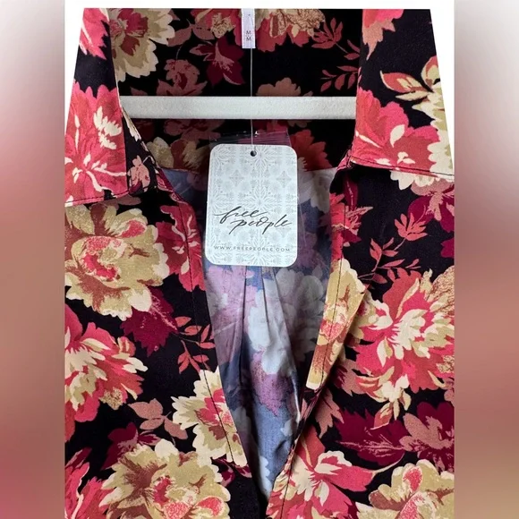 Free People Elodie Floral Two-Piece Set Retro Boho Top & Mini Skirt Size M NWT - Picture 6 of 8